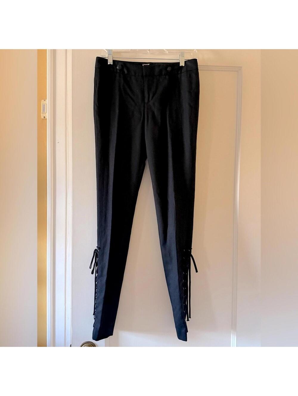 BIRD by Juicy Couture vintage black fitted pants / jeans w side laces- 0- NWOT